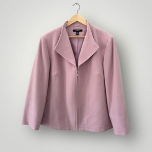 Louben Stylish Dusty Rose Pink Wool/Cashmere Blend Fold Over Collar Chic Coat
